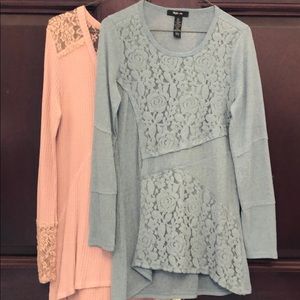 2 Vintage lace detail tops for $12